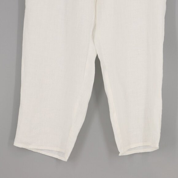 FLAX Two Piece 100% Linen Button Front Top (M) & Pull-On Pant (L) Off-White Ecru - Picture 6 of 10